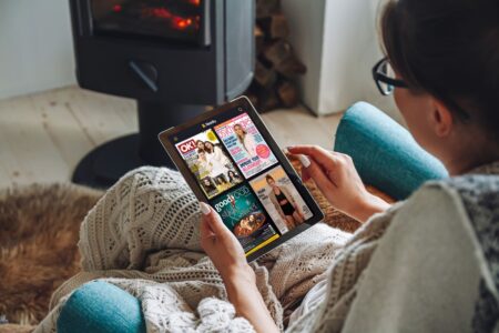 Readly app open on tablet